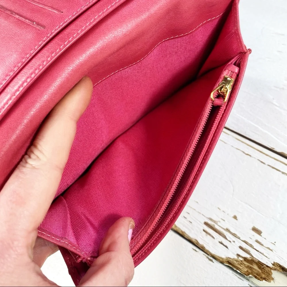 Chanel Pink Croc Stitched Canvas Reissue Wallet